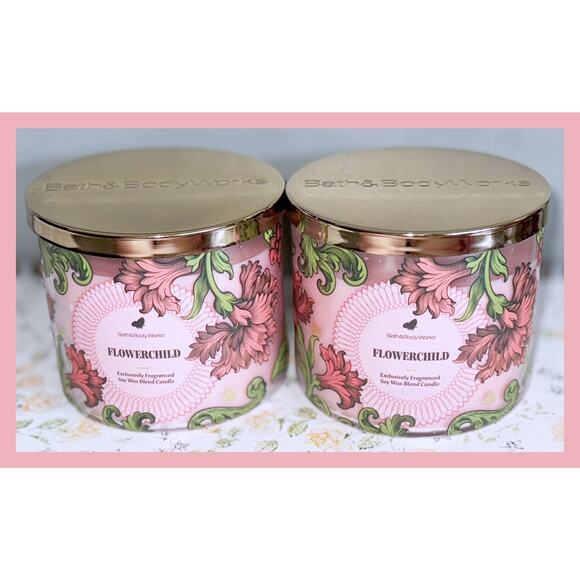Lot of 2 Bath & Body Works Flowerchild Large 3-Wick Scented Candle 14.5oz - Picture 2 of 5